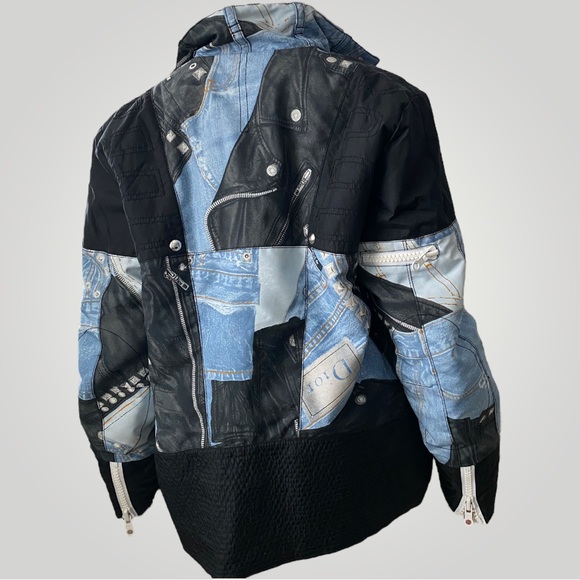SOLD 📣 Vintage Christian Dior Denim and Leather Print Jacket - Picture 4 of 8